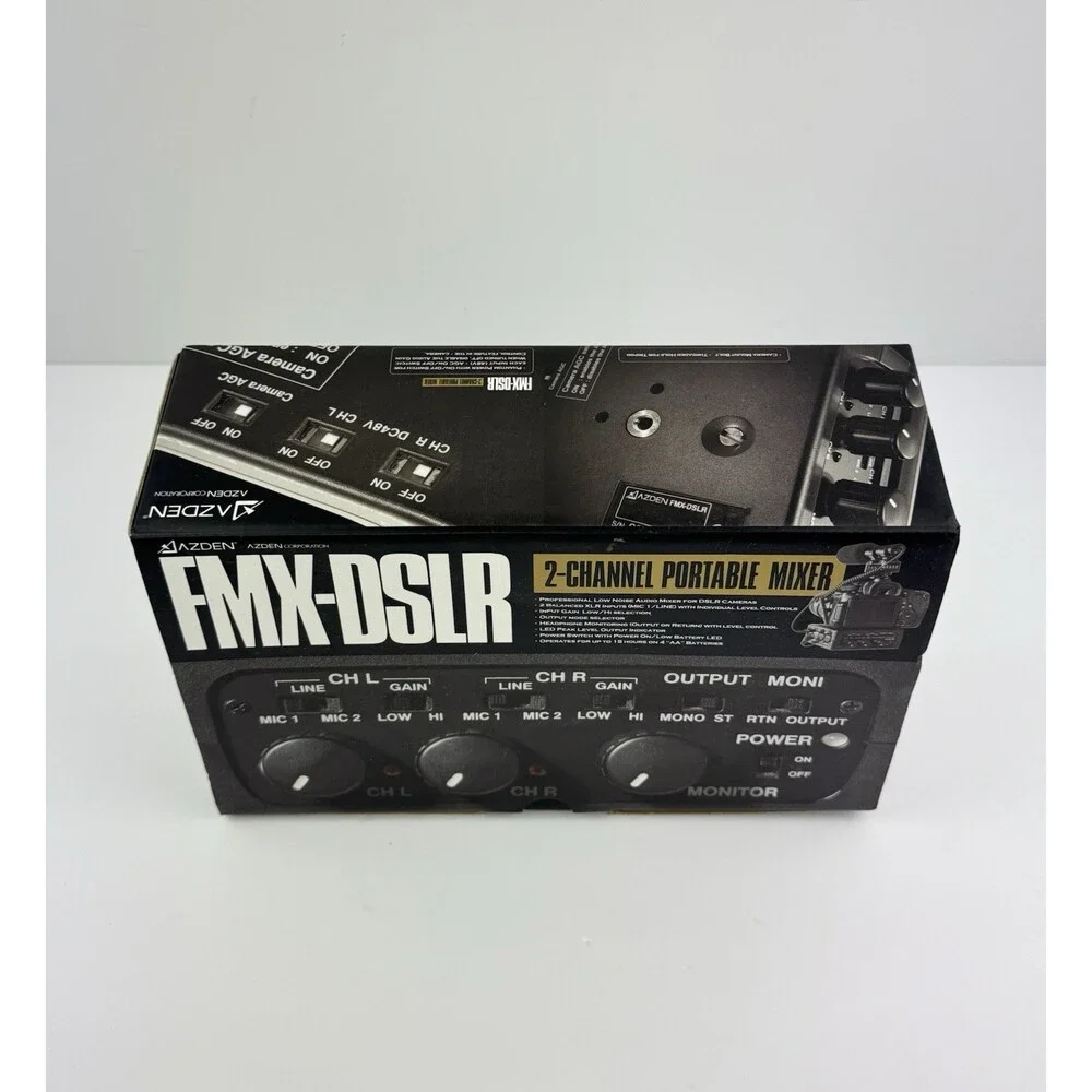 AZDEN FMX-DSLR 2-CHANNEL PORTABLE MIXER Low noise Mixer Battery Up To 15 Hours